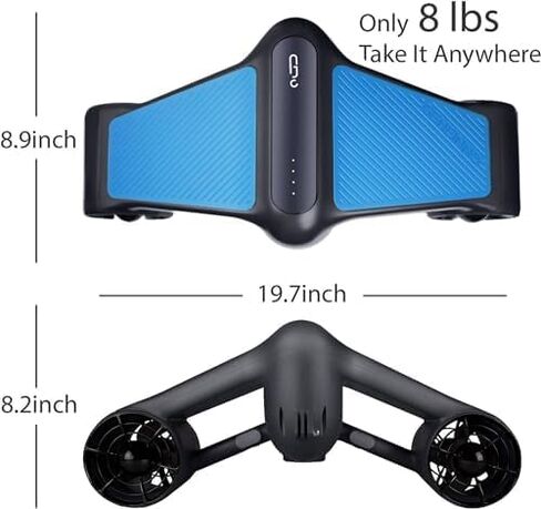 GENEINNO S1 سكوتر تحت الماء، سكوتر كهربائي للطفو الإيجابي مع قفل أمان، جهاز دفع للغوص العميق بطول 164 قدمًا مع حامل Go-Pro للغطس والغوص والسباحة للبالغين والأطفال، أزرق in Kuwait