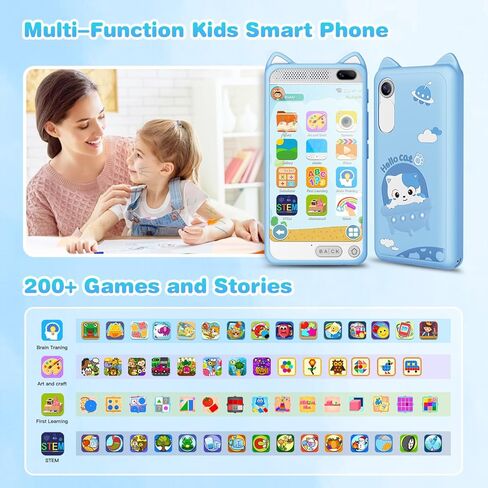 Kids Phone for Boys, 3.97" Touchscreen Kids Toys Cell Phone Learning Music Puzzle-Games, with Silicone Toddler Phone Toys for Girls Boys Age 3-12, Working Real Play Cell Phone(Blue) in Kuwait
