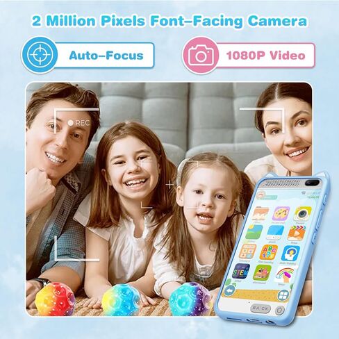 Kids Phone for Boys, 3.97" Touchscreen Kids Toys Cell Phone Learning Music Puzzle-Games, with Silicone Toddler Phone Toys for Girls Boys Age 3-12, Working Real Play Cell Phone(Blue) in Kuwait