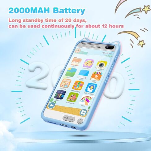 Kids Phone for Boys, 3.97" Touchscreen Kids Toys Cell Phone Learning Music Puzzle-Games, with Silicone Toddler Phone Toys for Girls Boys Age 3-12, Working Real Play Cell Phone(Blue) in Kuwait