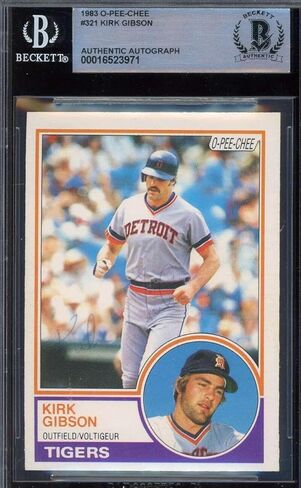 Kirk Gibson Beckett BAS Vintage Signed 1983 O-Pee-Chee Autograph - MLB Autographed Baseball Cards in Saudi Arabia