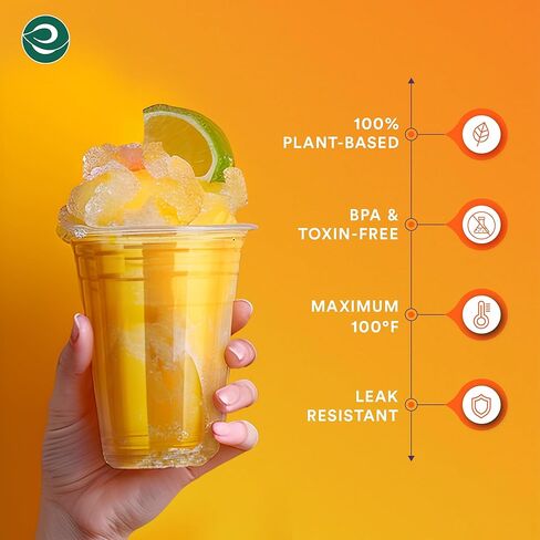 ECO SOUL 50 عبوة من أكواب الحفلات القابلة للتحلل 16 أونصة كوب بارد شفاف للاستعمال مرة واحدة للنبيذ والقهوة والعصائر ومشروبات الصودا | حفلات الكوكتيل وأعياد الميلاد | زجاج بلاستيكي غير سام وخالي من مادة BPA in Kuwait
