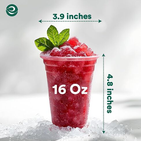 ECO SOUL 50 عبوة من أكواب الحفلات القابلة للتحلل 16 أونصة كوب بارد شفاف للاستعمال مرة واحدة للنبيذ والقهوة والعصائر ومشروبات الصودا | حفلات الكوكتيل وأعياد الميلاد | زجاج بلاستيكي غير سام وخالي من مادة BPA in Kuwait