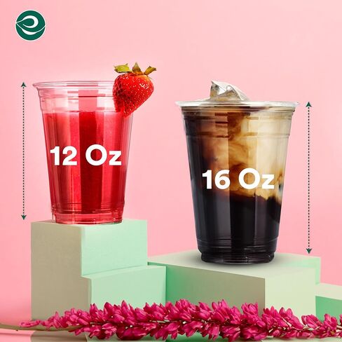 ECO SOUL 50 عبوة من أكواب الحفلات القابلة للتحلل 16 أونصة كوب بارد شفاف للاستعمال مرة واحدة للنبيذ والقهوة والعصائر ومشروبات الصودا | حفلات الكوكتيل وأعياد الميلاد | زجاج بلاستيكي غير سام وخالي من مادة BPA in Kuwait