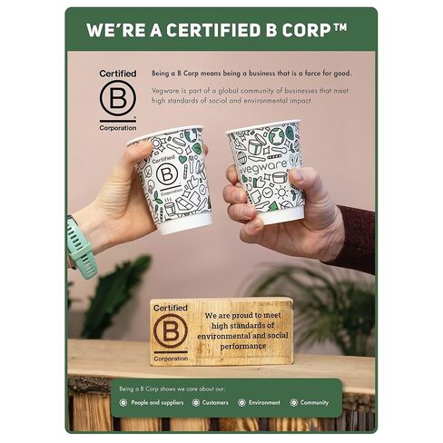 فناجين قهوة إسبريسو قابلة للتحلل 6 أونصة من Vegware، علبة تحتوي على 1000 قطعة، كوب أبيض ذو جدار واحد ساخن للعينة، مبطن، لوح مستدام مع بطانة PLA نباتية، اختيار من سلسلة 89 غطاء in Kuwait