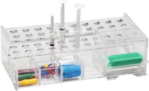 Dental Large Multipurpose Acrylic Composite Syringe Organizer Dispenser 20 Hole & Microbrush, Dental Supply Organizers, Clear Acrylic in Kuwait