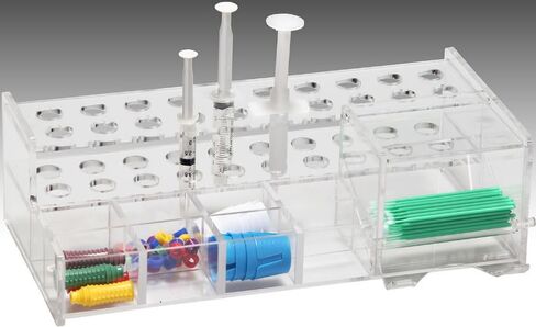 Dental Large Multipurpose Acrylic Composite Syringe Organizer Dispenser 20 Hole & Microbrush, Dental Supply Organizers, Clear Acrylic in Kuwait