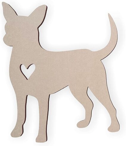 Wooden Shape Chihuahua Love Cutout, Wooden Cut Out, Wall Art, Home Decor, Wall Hanging, Unfinished and Available with Many Sizes to Choose from in Kuwait