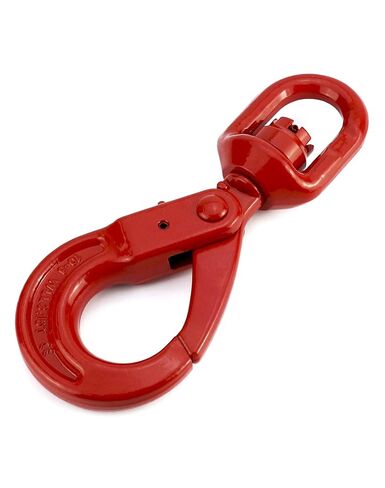 QWORK Grade 80 Drop Forged Steel Swivel Self-Locking Hook, 7100Lb Hoisting Hook, Large Swivel Eyes 3/8" Trade, Painted Finish in Saudi Arabia