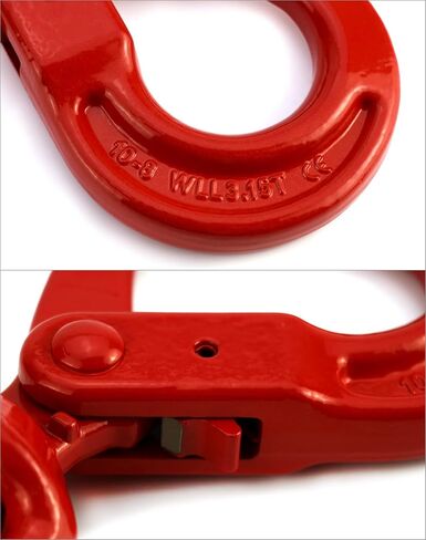 QWORK Grade 80 Drop Forged Steel Swivel Self-Locking Hook, 7100Lb Hoisting Hook, Large Swivel Eyes 3/8" Trade, Painted Finish in Saudi Arabia