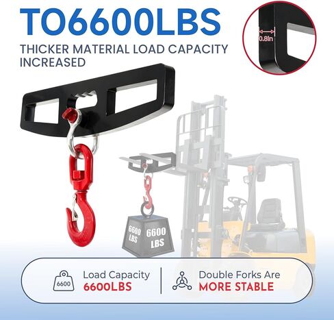 Heavy Duty Forklift Lifting Hook - 6600LB (3 Ton) Capacity, Dual Fork Mount 360° Swivel Fork Hook, Forklift Accessories Fork Lift Attachment for Forklifts in Kuwait