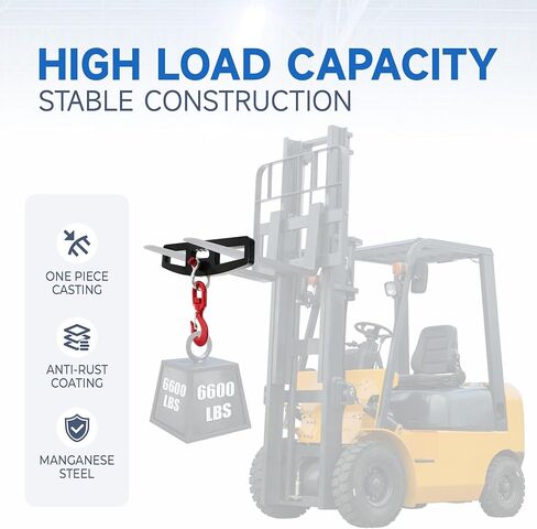 Heavy Duty Forklift Lifting Hook - 6600LB (3 Ton) Capacity, Dual Fork Mount 360° Swivel Fork Hook, Forklift Accessories Fork Lift Attachment for Forklifts in Kuwait