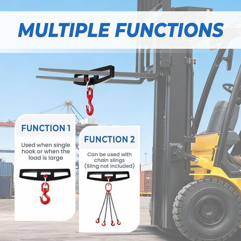 Heavy Duty Forklift Lifting Hook - 6600LB (3 Ton) Capacity, Dual Fork Mount 360° Swivel Fork Hook, Forklift Accessories Fork Lift Attachment for Forklifts in Kuwait