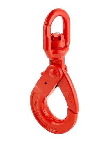QWORK Grade 80 Drop Forged Steel Swivel Self-Locking Hook, 11000 lbs Hoisting Hook, Large Swivel Eyes 1/2" Trade, Painted Finish in Saudi Arabia