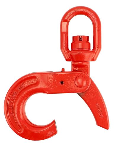 QWORK Grade 80 Drop Forged Steel Swivel Self-Locking Hook, 11000 lbs Hoisting Hook, Large Swivel Eyes 1/2" Trade, Painted Finish in Saudi Arabia