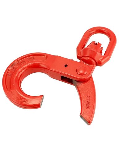 QWORK Grade 80 Drop Forged Steel Swivel Self-Locking Hook, 11000 lbs Hoisting Hook, Large Swivel Eyes 1/2" Trade, Painted Finish in Saudi Arabia
