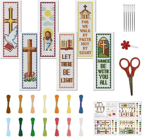 FreeBloss 6 Set Cross Stitch Lockmark Kits Bohemian Styped Cross Cross Stitch Stricks مجموعة مختومة Cross Stitch Kits Kits Agtbroidery Kit للبالغين المبتدئين مع تعليمات واضحة in Kuwait