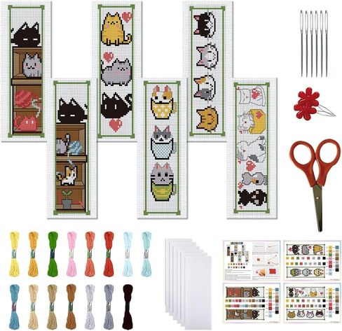 FreeBloss 6 Set Cross Stitch Lockmark Kits Bohemian Styped Cross Cross Stitch Stricks مجموعة مختومة Cross Stitch Kits Kits Agtbroidery Kit للبالغين المبتدئين مع تعليمات واضحة in Kuwait