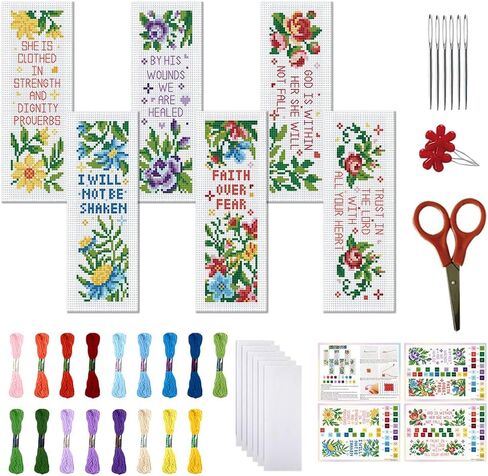 FreeBloss 6 Set Cross Stitch Lockmark Kits Bohemian Styped Cross Cross Stitch Stricks مجموعة مختومة Cross Stitch Kits Kits Agtbroidery Kit للبالغين المبتدئين مع تعليمات واضحة in Kuwait