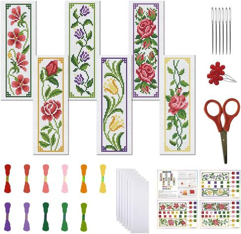 FreeBloss 6 Set Cross Stitch Lockmark Kits Bohemian Styped Cross Cross Stitch Stricks مجموعة مختومة Cross Stitch Kits Kits Agtbroidery Kit للبالغين المبتدئين مع تعليمات واضحة in Kuwait
