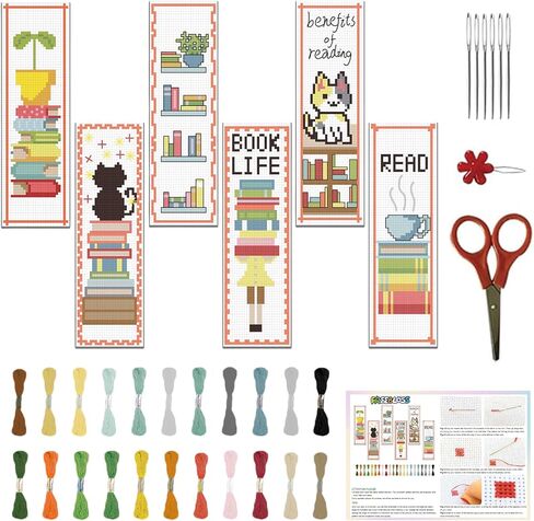 FreeBloss 6 Set Cross Stitch Lockmark Kits Bohemian Styped Cross Cross Stitch Stricks مجموعة مختومة Cross Stitch Kits Kits Agtbroidery Kit للبالغين المبتدئين مع تعليمات واضحة in Kuwait