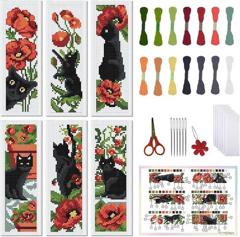 FreeBloss 6 Set Cross Stitch Lockmark Kits Bohemian Styped Cross Cross Stitch Stricks مجموعة مختومة Cross Stitch Kits Kits Agtbroidery Kit للبالغين المبتدئين مع تعليمات واضحة in Kuwait
