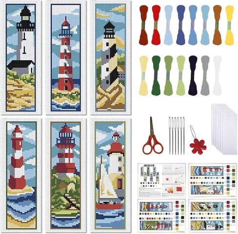 FreeBloss 6 Set Cross Stitch Lockmark Kits Bohemian Styped Cross Cross Stitch Stricks مجموعة مختومة Cross Stitch Kits Kits Agtbroidery Kit للبالغين المبتدئين مع تعليمات واضحة in Kuwait