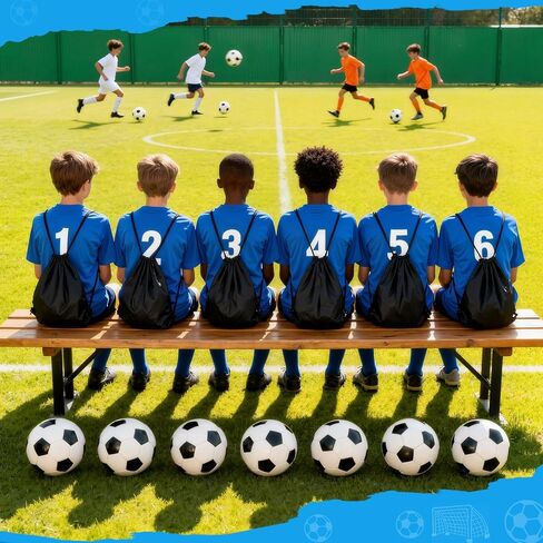 12 Pack Classic Black and White Soccer Balls - with Football Pump and Mesh Bag Classic Football Backpack. Can Be Used As Shoe Box Gift Filler and Charity Donation. Suitable for Children, Teenagers in Saudi Arabia