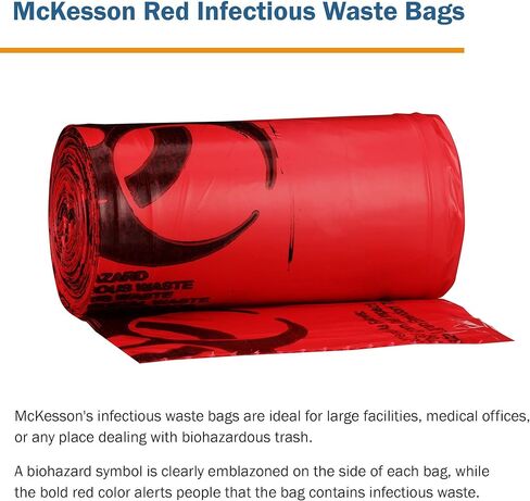McKesson Infectious Waste Bags - Star-Sealed Bottom, 0.43 mil - Red, 10 gal - 15 gal Capacity, 24 in x 32 in, 500 Count in Saudi Arabia