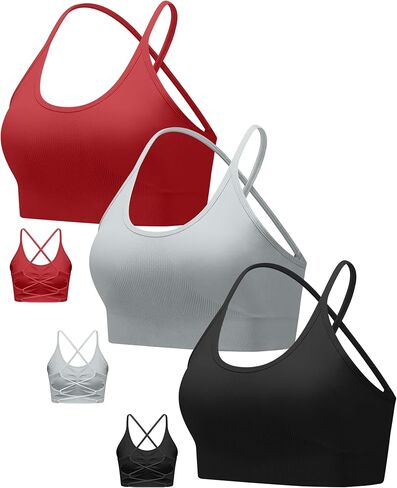 RUNNING GIRL Sports Bras for Women,Sexy Crisscross Back Seamless Supportive Sports Bra Medium Support with Removable Pads in Kuwait