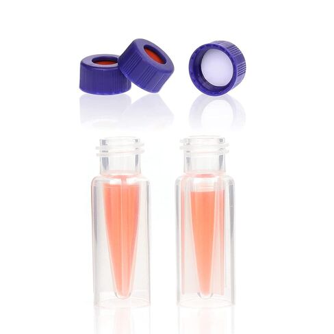 ALWSCI 9mm Screw Top Vials with 0.3 mL Fused Inserts, Polypropylene,ND9 9-425 Screw Thread Caps with Septa, White PTFE/Red Silicone Septa in Saudi Arabia