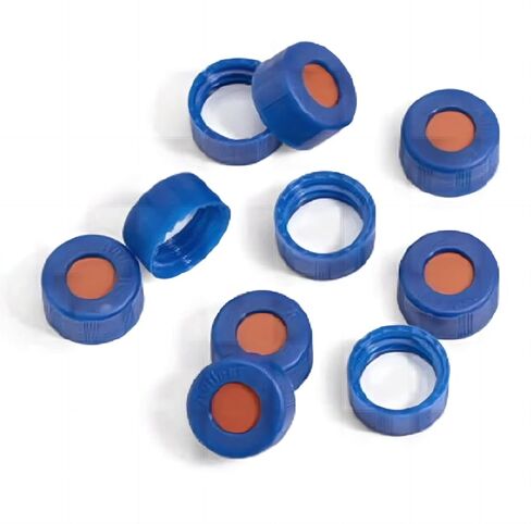 100 Pcs Screw Thread Cap with Septa, 9mm HPLC Vial Cap, Blue Autosampler Cap in Saudi Arabia