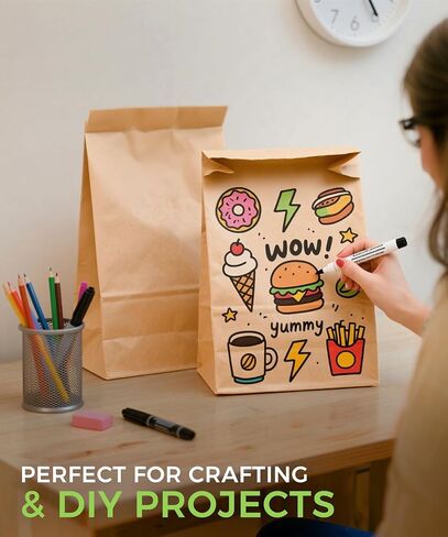 Brown Paper Bags（50 Count）– Heavy Duty Large Kraft Paper Grocery Bags 12x7x17 Inch for Shopping, Storage, Takeout, Retail, Bulk Pack in Kuwait