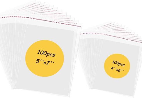 200 قطعة من أكياس البسكويت، أكياس سيلوفان شفافة ذاتية الغلق مقاس 4x6، 5x7 بوصة، لتغليف البسكويت والحلوى والهدايا والمنتجات in Kuwait