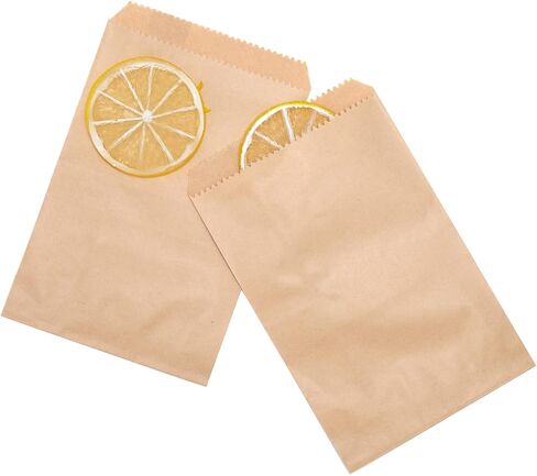 فولانيك 100 قطعة 4 × 6 بوصة أكياس ورق كرافت صغيرة مسطحة للحفلات لصالح حقيبة لتعبئة المخبوزات والكوكيز والساندويتش والصابون in Kuwait