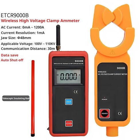 9000B جهاز قياس التسرب اللاسلكي عالي الجهد المنخفض مع أقصى مسافة نقل لاسلكية 30 متر حجم المشبك 48 مم 99 مجموعة تخزين البيانات in Kuwait