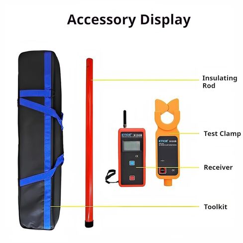 جهاز قياس المشبك اللاسلكي عالي الجهد من WAKASAN9100B، ناقل الحركة 30 مترًا، تيار متردد 0.00 مللي أمبير-600 أمبير، مقياس مشبك ذاتي النطاق مع فك 33 مم، تخزين بيانات 99 مجموعة، شاشة LCD بإضاءة خلفية لاختبار تيار التسرب والخط العلوي in Kuwait