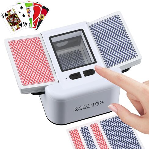 ماكينة خلط البطاقات الأوتوماتيكية لعدد 1-2 من الطوابق، آلة خلط البطاقات المحمولة منخفضة الضوضاء ذات الوضع المزدوج ووحدة خلط البطاقات السريعة القابلة لإعادة الشحن عبر USB-C للبوكر، لعبة ورق، UNO، تكساس هولدم، الحفلات والسفر in Kuwait