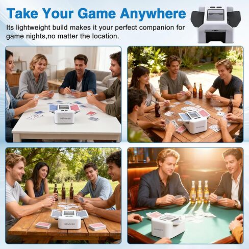 ماكينة خلط البطاقات الأوتوماتيكية لعدد 1-2 من الطوابق، آلة خلط البطاقات المحمولة منخفضة الضوضاء ذات الوضع المزدوج ووحدة خلط البطاقات السريعة القابلة لإعادة الشحن عبر USB-C للبوكر، لعبة ورق، UNO، تكساس هولدم، الحفلات والسفر in Kuwait