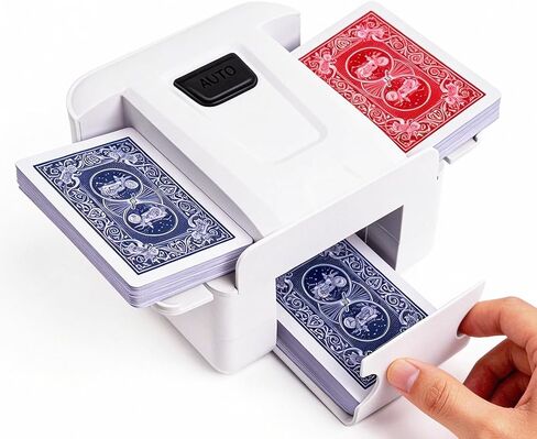 ماكينة خلط البطاقات الأوتوماتيكية 1-2 سطح السفينة، آلة خلط البطاقات القابلة لإعادة الشحن، ماكينة خلط البطاقات الكهربائية المحمولة بضغطة واحدة، متعددة الاستخدامات للبوكر، UNO، ألعاب البطاقات المشهورة للسفر المنزلي العائلي (2000 مللي أمبير في الساعة) in Kuwait