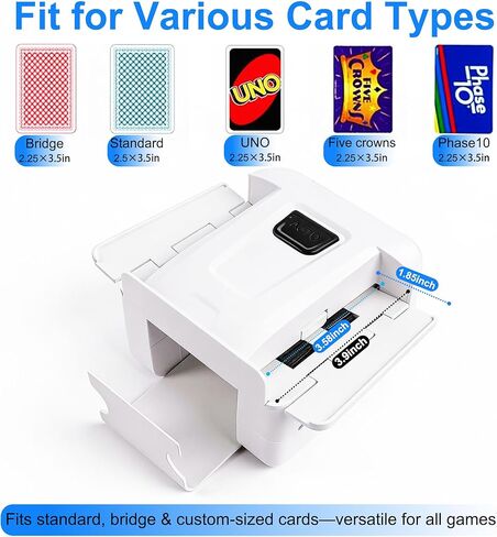ماكينة خلط البطاقات الأوتوماتيكية 1-2 سطح السفينة، آلة خلط البطاقات القابلة لإعادة الشحن، ماكينة خلط البطاقات الكهربائية المحمولة بضغطة واحدة، متعددة الاستخدامات للبوكر، UNO، ألعاب البطاقات المشهورة للسفر المنزلي العائلي (2000 مللي أمبير في الساعة) in Kuwait