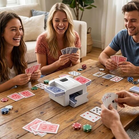 ماكينة خلط البطاقات الأوتوماتيكية 1-2 سطح السفينة، آلة خلط البطاقات القابلة لإعادة الشحن، ماكينة خلط البطاقات الكهربائية المحمولة بضغطة واحدة، متعددة الاستخدامات للبوكر، UNO، ألعاب البطاقات المشهورة للسفر المنزلي العائلي (2000 مللي أمبير في الساعة) in Kuwait