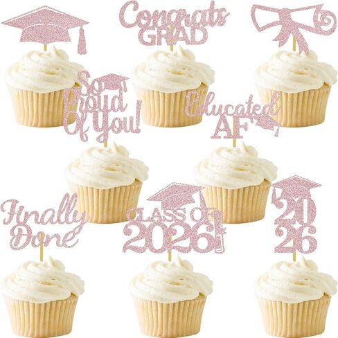 48pcs التخرج كب كيك توبر بريق جريتر فئة اختيارات التهاني الأفكار زخرفة الحزب in Kuwait