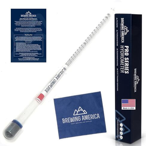 جهاز قياس هرس البيرة من شركة Brewing America في الولايات المتحدة الأمريكية تمت معايرته عند درجة حرارة 155 درجة فهرنهايت - سلسلة Pro ذات الجاذبية النوعية للتخمير بمقياس ثلاثي - تحضير أفضل لجميع أنواع بيرة الحبوب in Kuwait