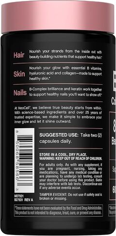 NeoCell Biotin Collagen Keratin Supplement | 80000mcg | 60 Capsules | Beauty B-Complex | Plus Hyaluronic Acid | Hair, Skin, and Nails in Kuwait