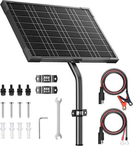 20W 12V شاحن البطارية الشمسية وصياغة مع وحدة تحكم شحنة MPPT مدمجة ، قوس أنبوبي ، كابلات SAE ، شاحن شحوم الطاقة الشمسية 12 فولت لفتحة البوابة والسياج الكهربائي in Kuwait