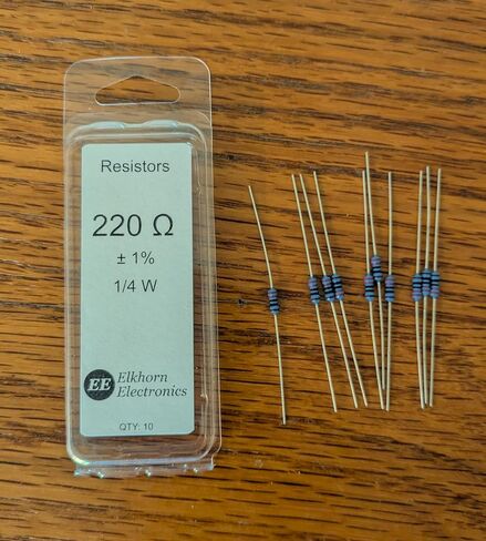 220 Ohm Resistor, 1/4 W, 1% (Pack of 10) in Saudi Arabia