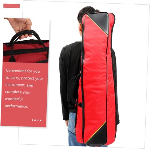 Yardwe Thick Waterproof Oxford Cloth Trombone Bag, Portable Tenor Trombone Storage Case Shoulder Strap, Red Instrument Protective Carrying Bag for Musicians in Saudi Arabia