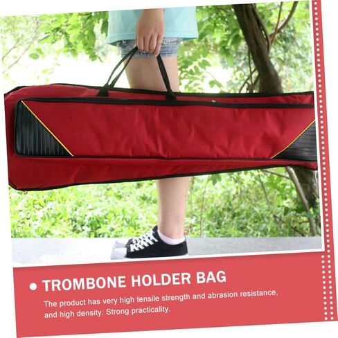 Yardwe Thick Waterproof Oxford Cloth Trombone Bag, Portable Tenor Trombone Storage Case Shoulder Strap, Red Instrument Protective Carrying Bag for Musicians in Saudi Arabia