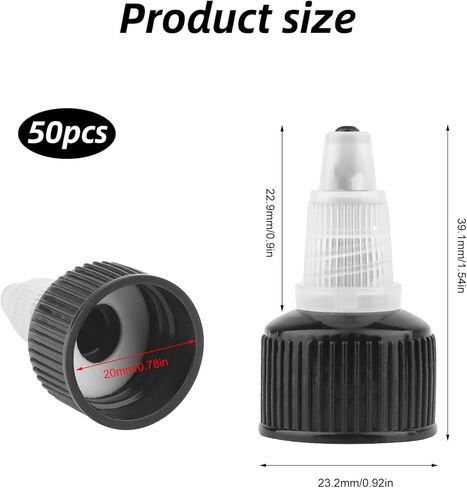 50Pcs 20/410 Plastic Squeeze Bottle Cap,Black Natural twist top caps,Squeeze Bottle Replacement Twist Caps Dispensing Caps for Squeeze Bottles Glue Bottles in Saudi Arabia